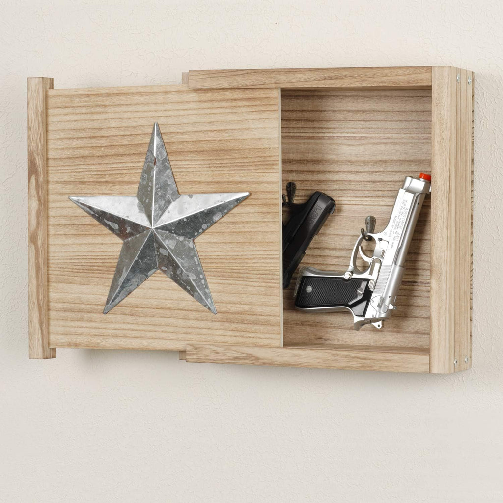 Solid Wood Wall Hanging Display Cabinet, Distressed Natural Finish L2288