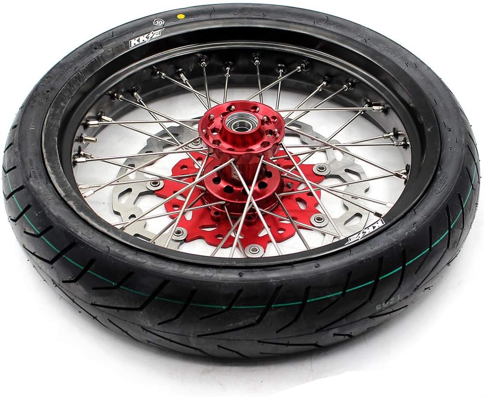 Red Hub Supermoto Wheels with CST Tires P730