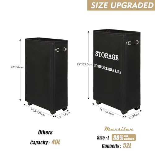 Beige 50L Collapsible Rolling Laundry Hamper N97587