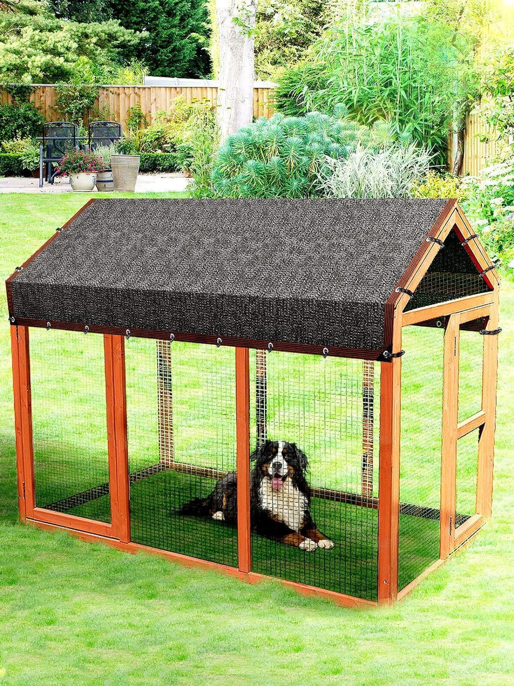 10 x 10 Feet Mesh Shade Panel with Grommets Dog Kennel Cover P8752