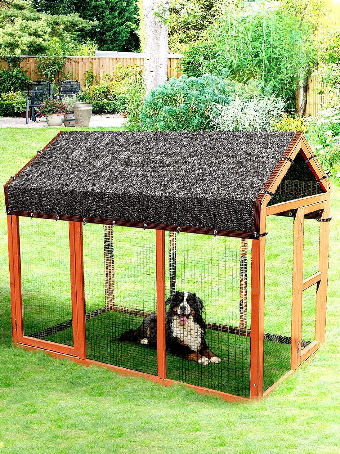 10 x 10 Feet Mesh Shade Panel with Grommets Dog Kennel Cover P8752