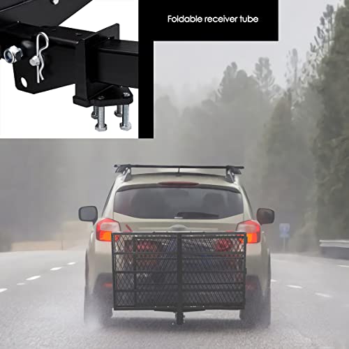 Heavy Duty Folding Hitch Cargo Carrier with Ramp, 500LBS Weight Capacity K446
