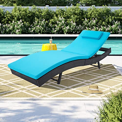 Outdoor Reclining PE Rattan Steel Frame Chaise Lounge Chairs Set of 2 K682