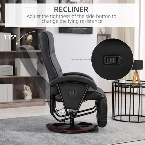 Gray Leather Swivel Recliner Chair with Adjustable Footrest I6489