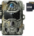 4K 32MP 120° Night Vision Motion Activated Waterproof IP66 Wildlife Camera with 32GB Micro SD Card Q832931