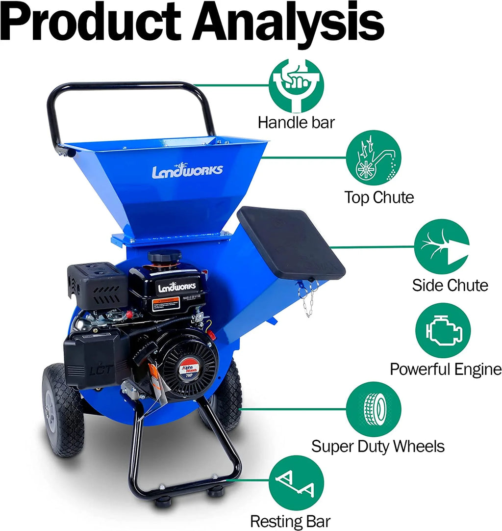 7HP 212CC Gas Wood Chipper Shredder Mulcher B521818