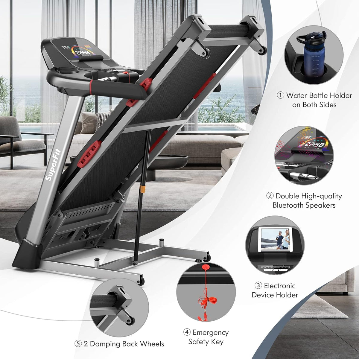 Foldable Treadmill with 15% Auto Incline Z88747