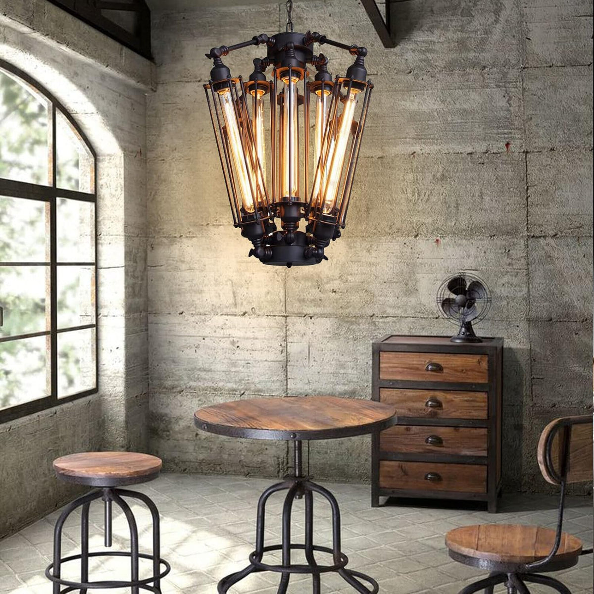 8-Lights Industrial Metal Pendant Chandelier H734