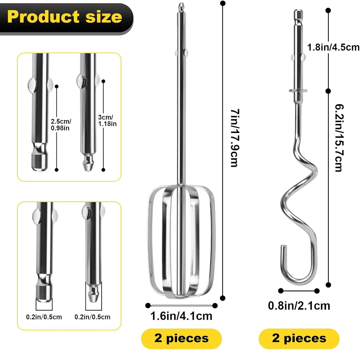 Hand Mixer Beaters Whisk & Dough Hooks (Pack of 4) P417