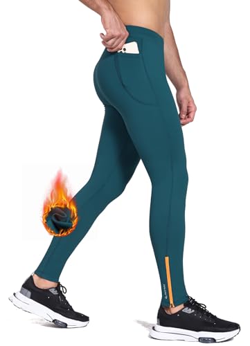 Men's Thermal Fleece Running Tights with Zipper Pockets T71131