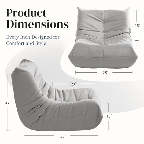 3-Seater Beige Suede Microfiber Bean Bag Chair U688618