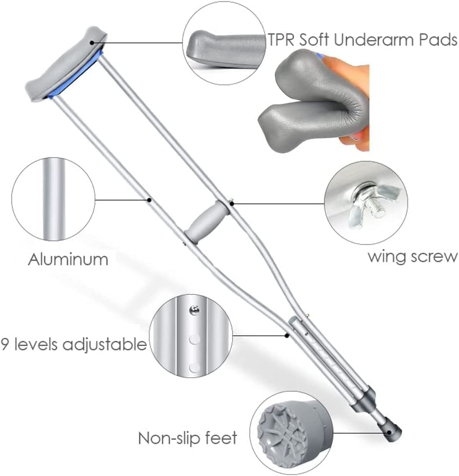 Adjustable Height Stainless Steel Crutches V199