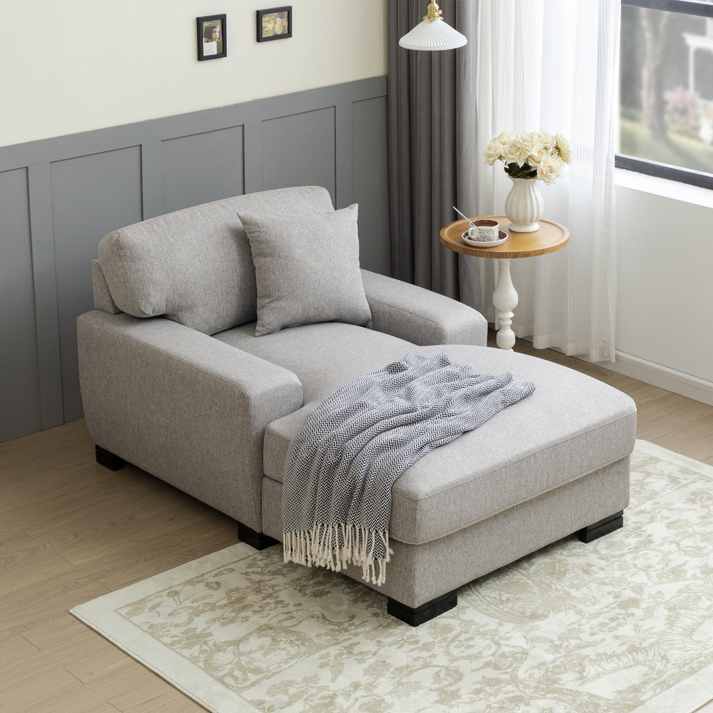 Gray Velvet Oversized Chaise Lounger Sleeper Sofa V3419