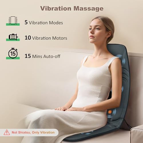 Vibration Back Massager with Heat, 10 Vibration Motors & 2 Heating Levels S91602
