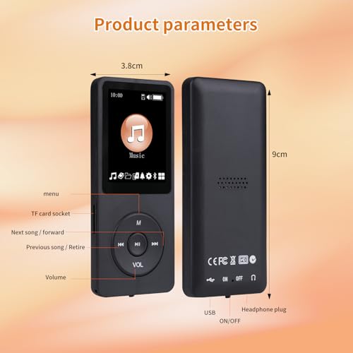 128GB Bluetooth MP3 Player with Built-in HD Speaker, Voice Recorder, HiFi Sound, E-Book, Earphones J25525