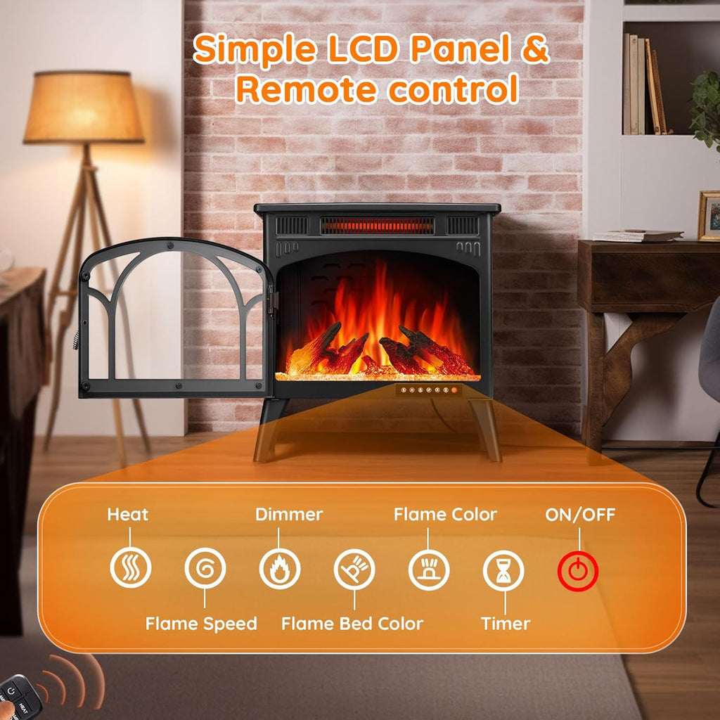 1500W Infrared Electric Fireplace Heater with 3D Flame Effect X759