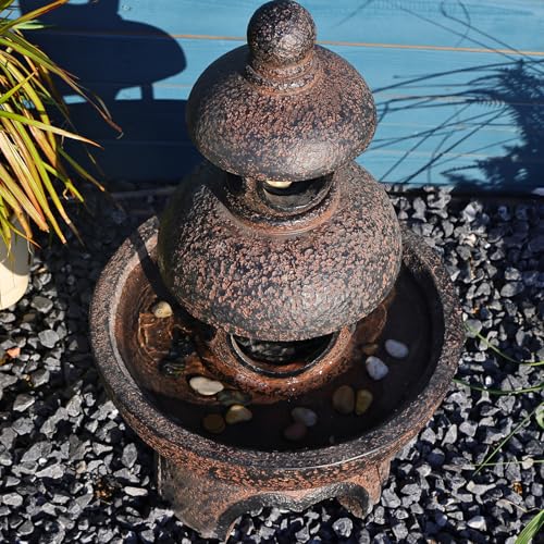 Gray 35.5 inch Outdoor Garden Water Fountain with LED Lights & Pump Q167
