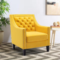 Yellow Velvet Accent Chairs with Wood Legs O42160