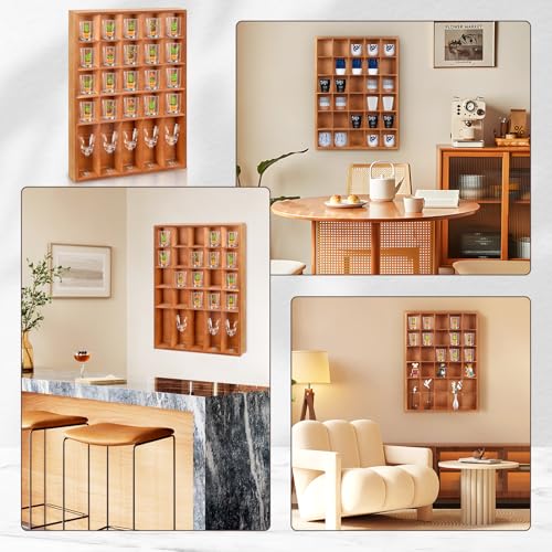 Black 2PCS Wood Shot Glass Display Case R43014
