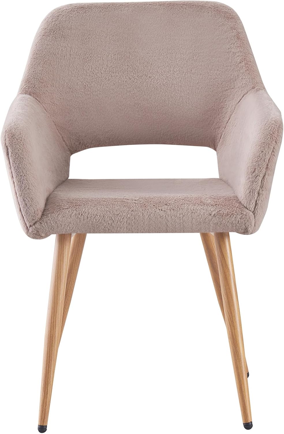 Grey Faux Fur Side Chair with Wood Metal Legs N757388