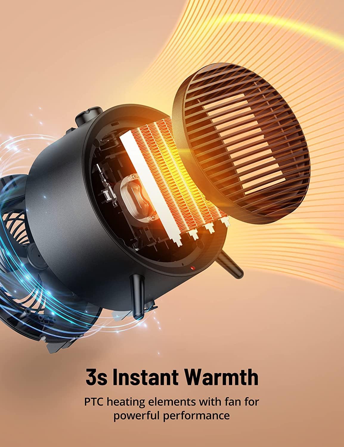 1500W PTC Ceramic Space Heater with Thermostat Y96709