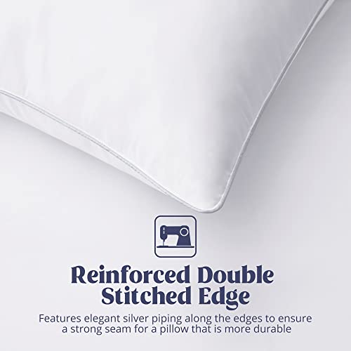 Set of 2 King Size Goose Feathers and Down White Pillows with Cotton Cover J8085