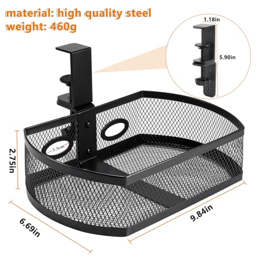 Square-Black Alloy Steel Under Desk Drawer Organizer O32841