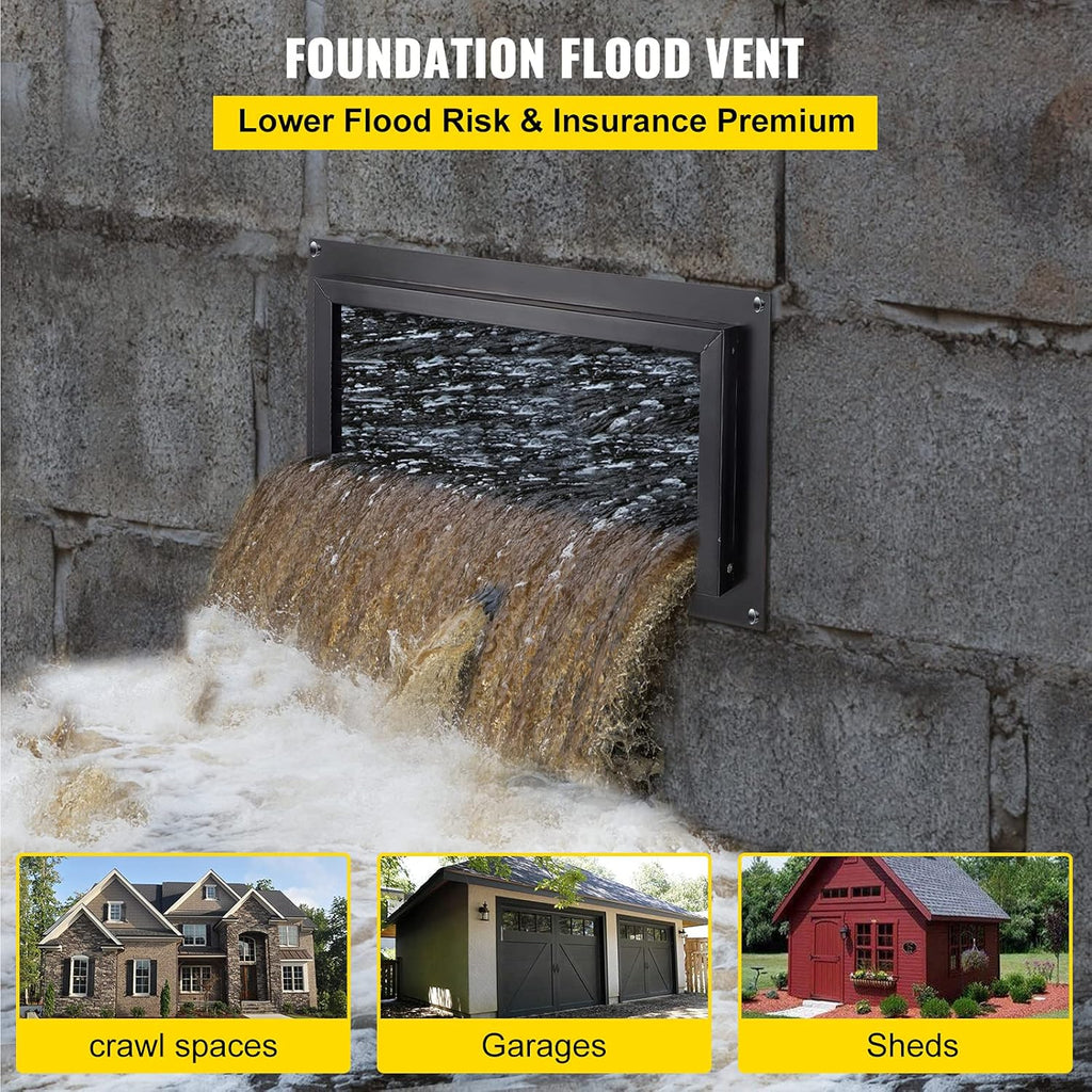 Black 8" x 16" Wall Mounted Flood Vent J67194