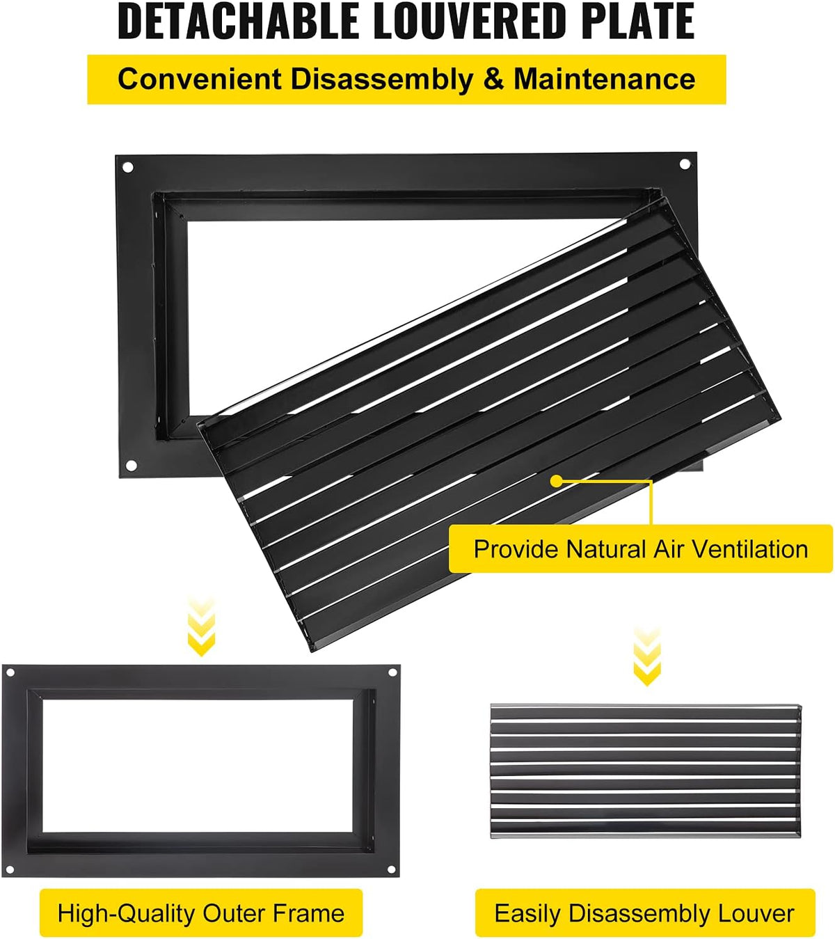 Black 8" x 16" Wall Mounted Flood Vent J67194