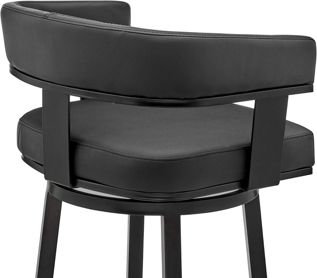 Black Faux Leather Bar Height Swivel Bar Stool G974