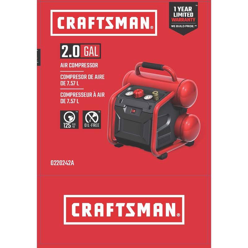 2 Gal Twin Stack Portable Air Compressor 125 PSI C1137
