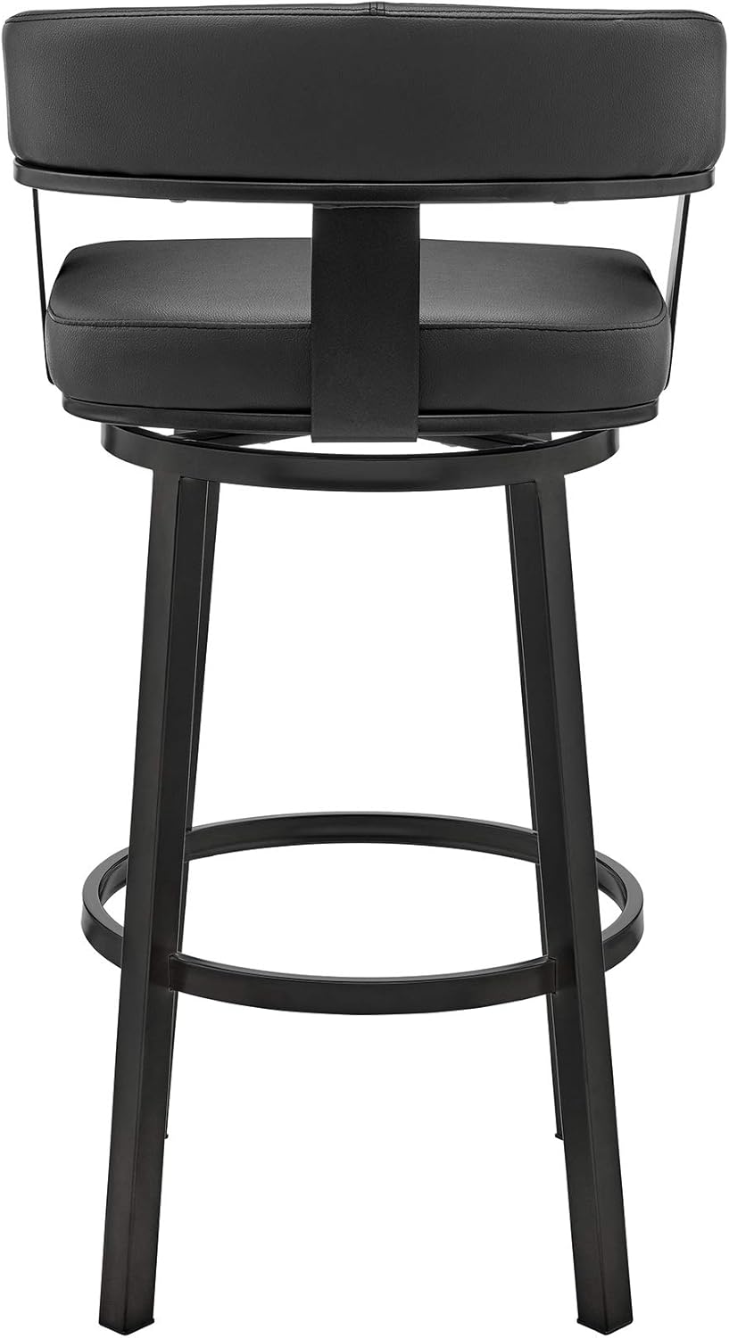 Black Faux Leather Bar Height Swivel Bar Stool G974