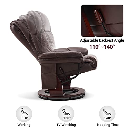 Grey Faux Leather Swivel Recliner with Ottoman Y43894