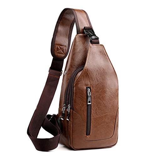 Small Leather Crossbody Sling Backpack with USB Charge Port R625