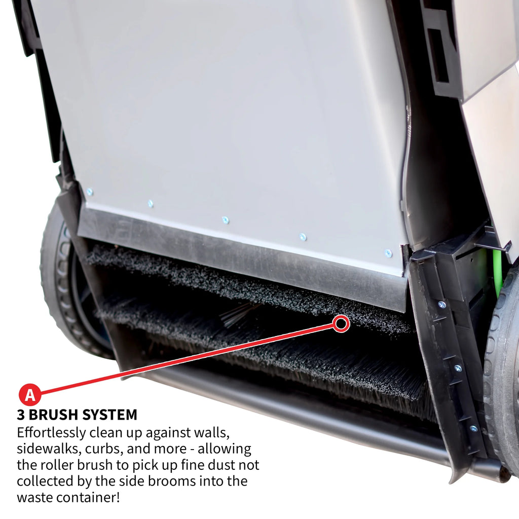 38" Walk Behind Push Sweeper with Triple Power Side Brooms I136773