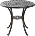 Black Metal Round Patio Dining Table with Umbrella Hole G1118