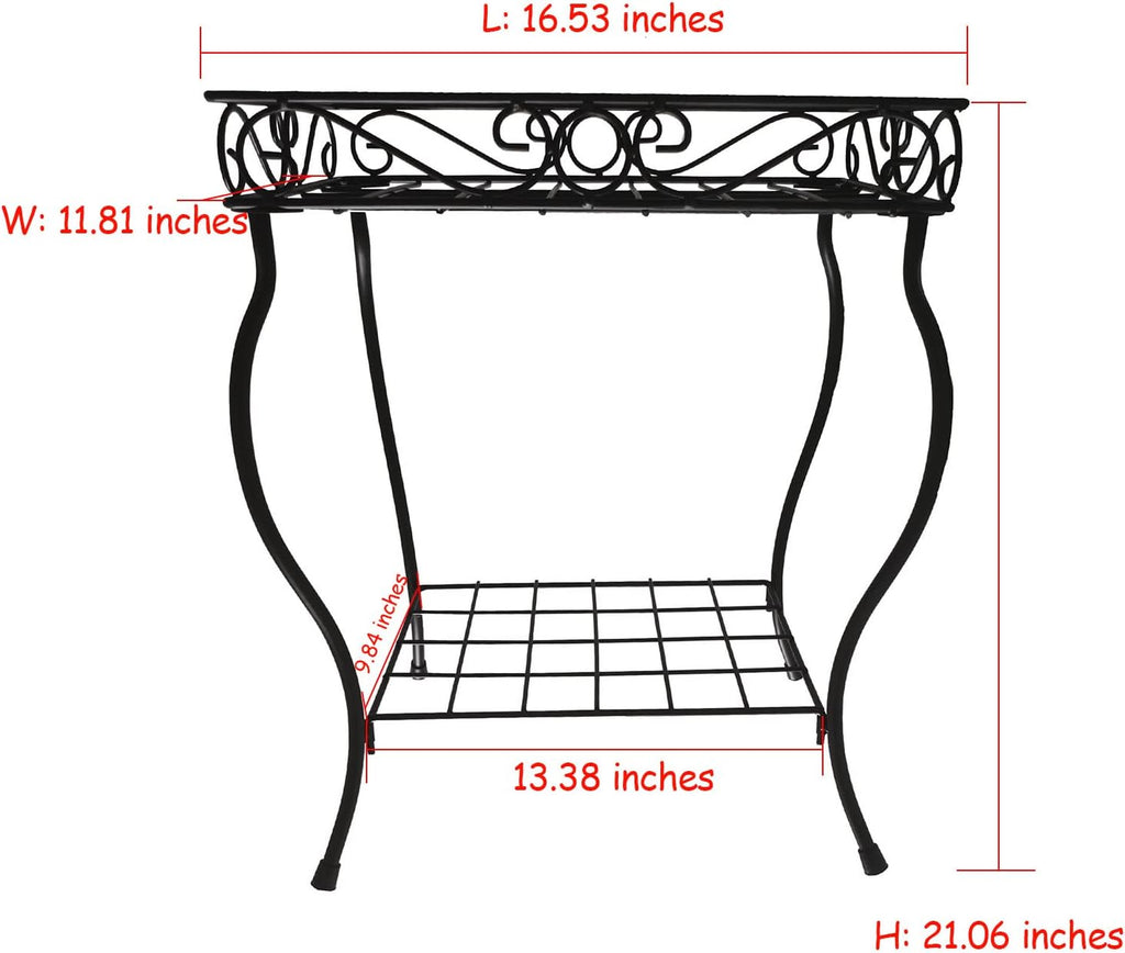 18.7'' Tall Rectangular Metal Plant Stand Black F958