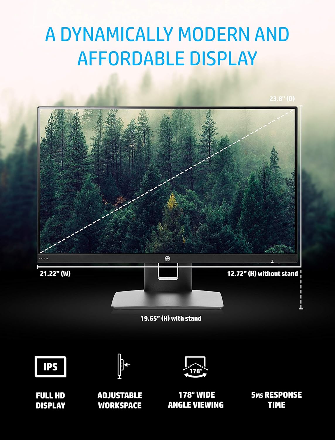 23.8-Inch Full HD 1080p IPS LED Monitor with Built-In Speakers and VESA Mounting, Black S258938