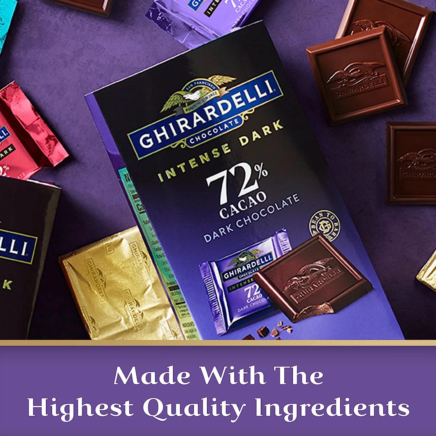72% Cacao Dark Chocolate Squares (Pack Of 3) T543