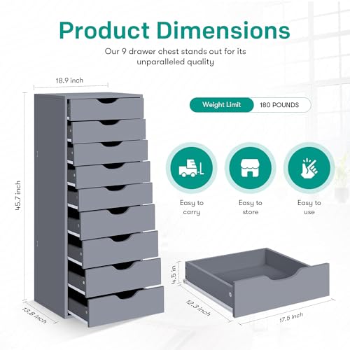 Gray 9 Drawer Wood Dresser E481360