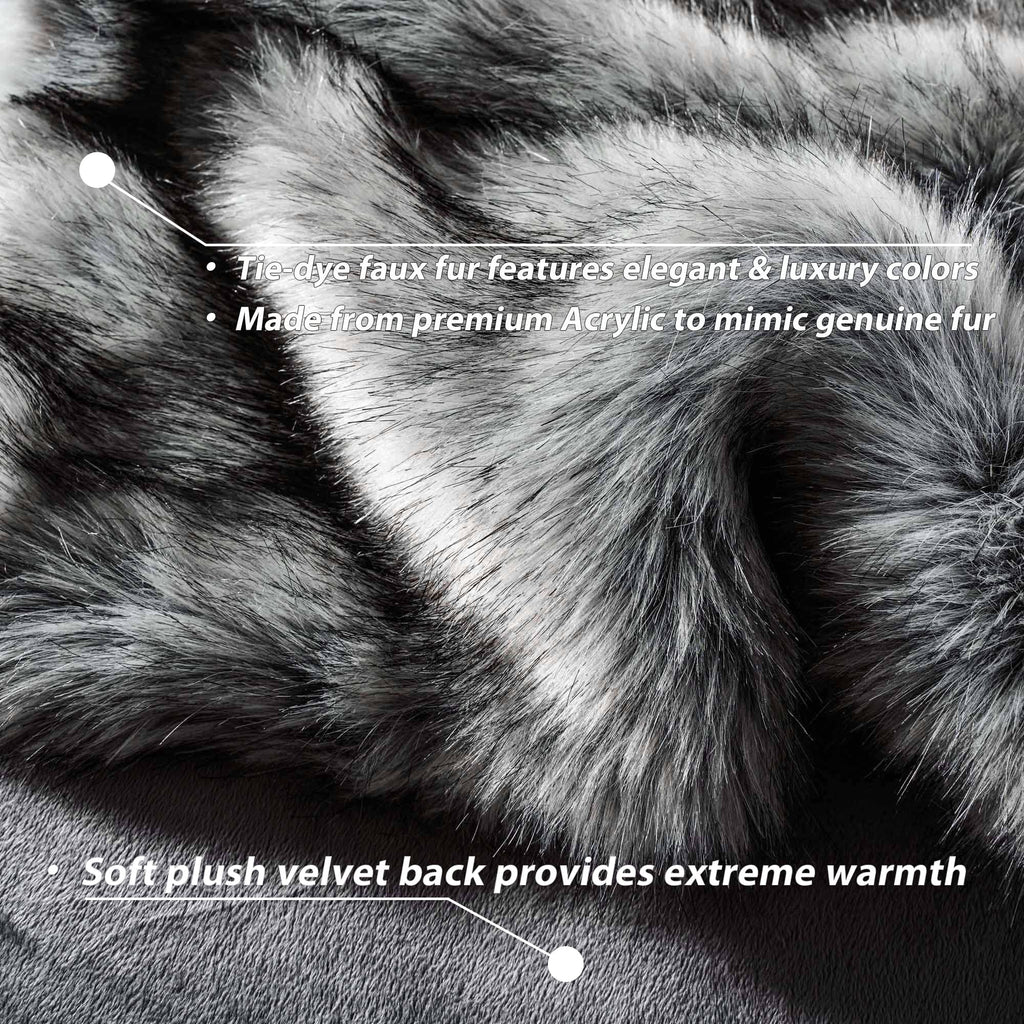 Grey 60"x80" Faux Fur Throw Blanket J95866