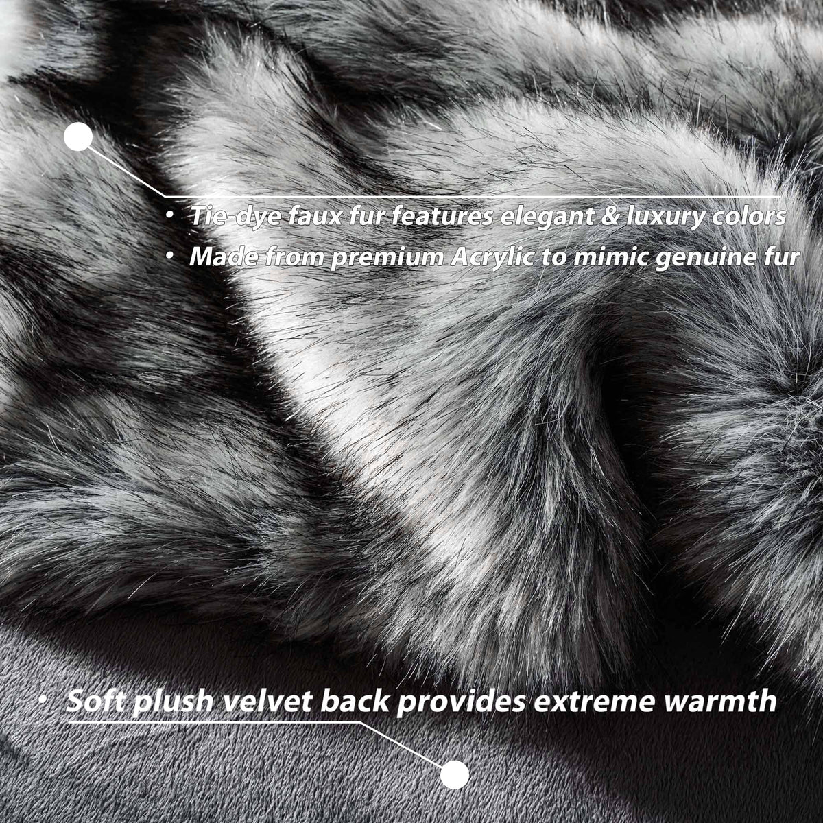 Grey 60"x80" Faux Fur Throw Blanket J95866