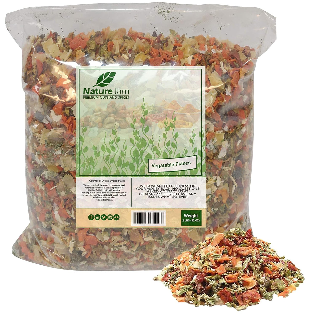 2 Pound Big Bag Dried Dehydrated Vegetable Flakes H7325