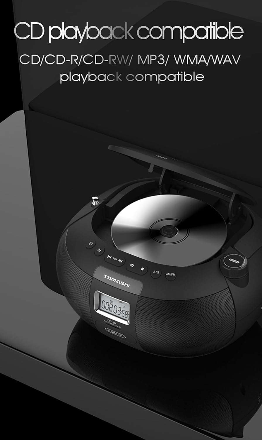 Black Portable CD Player Boombox J604