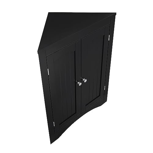 Black Corner Storage Cabinet with 2 Doors C43107