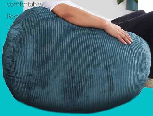 3Ft Faux Fur Memory Foam Bean Bag Chair Blue T9285