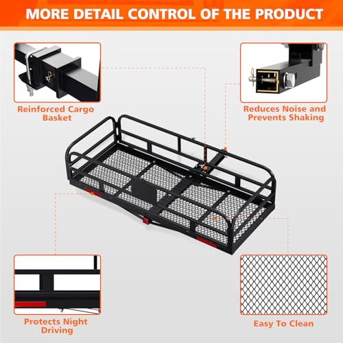 Folding 500 LBS Cargo Carrier Basket 60" x 24" x 14" for 2" Receiver M27409