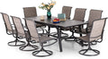 9 Piece Patio Dining Set with Padded Textilene Swivel Chairs and Expandable Table M775973