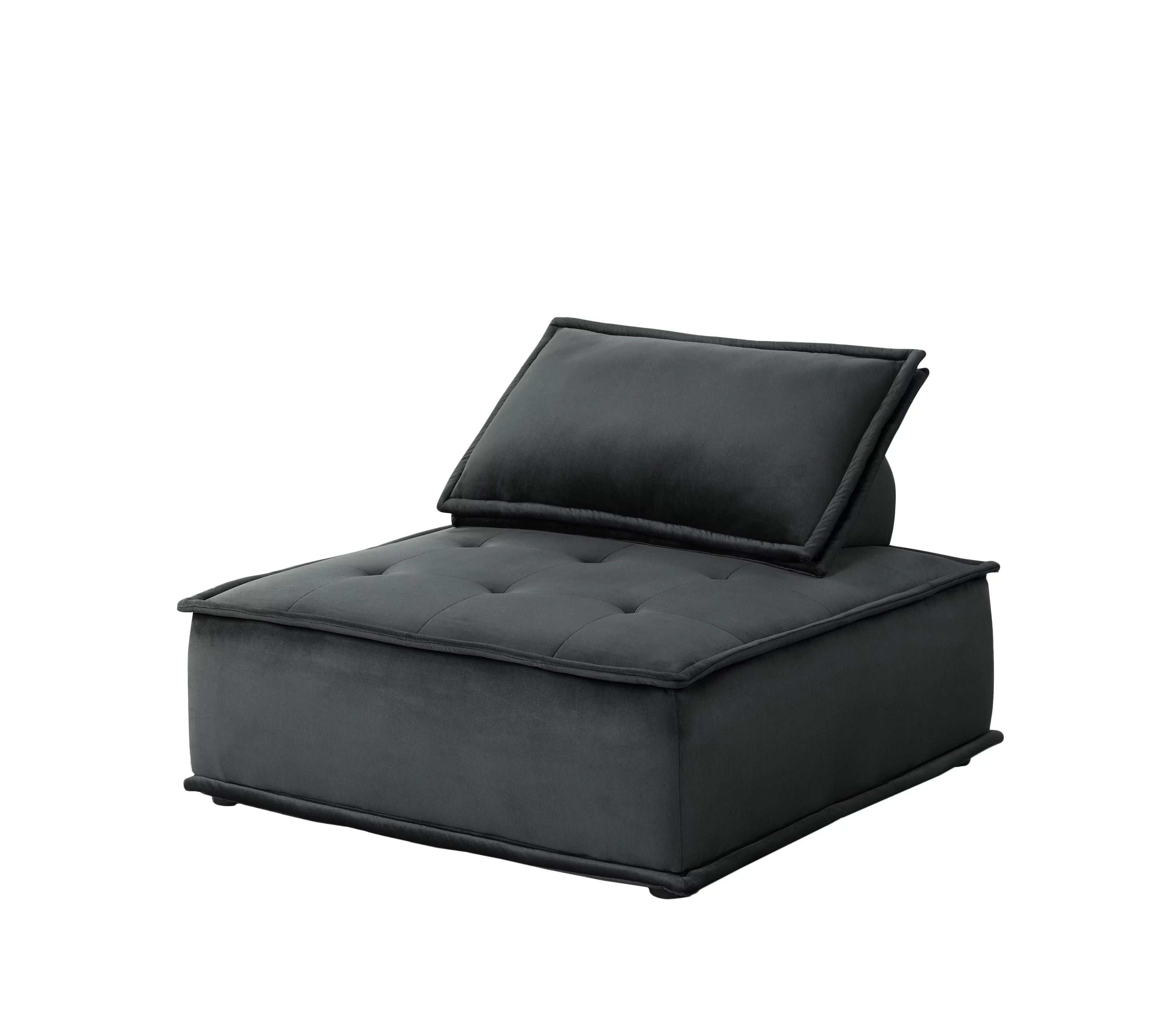 Armless Lounge Chair with Tufted Seat and Removable Cushion Cover T33876