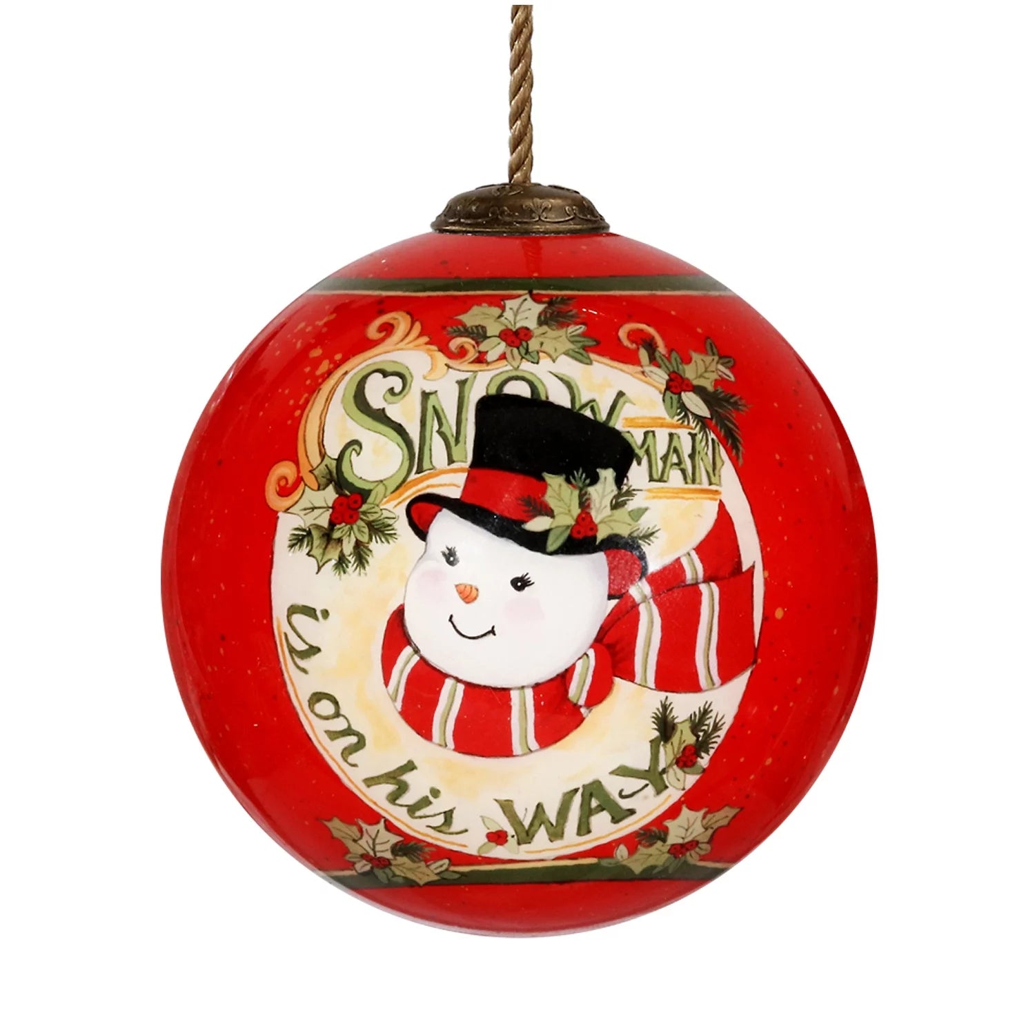 3" Red and White Snowman Christmas Glass Ball Ornament R762
